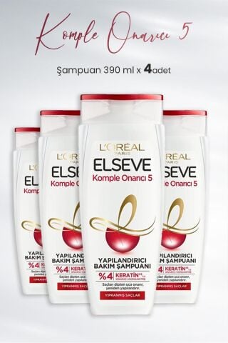 Elseve Komple Onarıcı 5 Yapılandırıcı Şampuan 390 ml x 4 Adet
