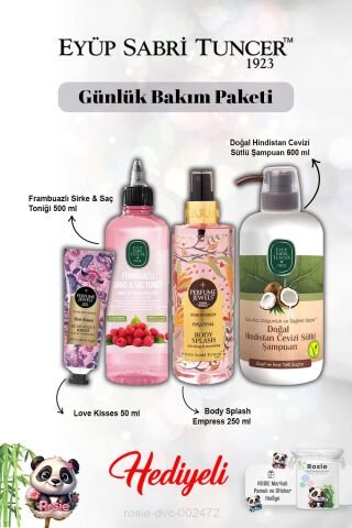 Krem Love Kisses, Empress Vücut Spreyi, Frambuaz Tonik, Hindistan Cevizi Şampuan ve Rosie