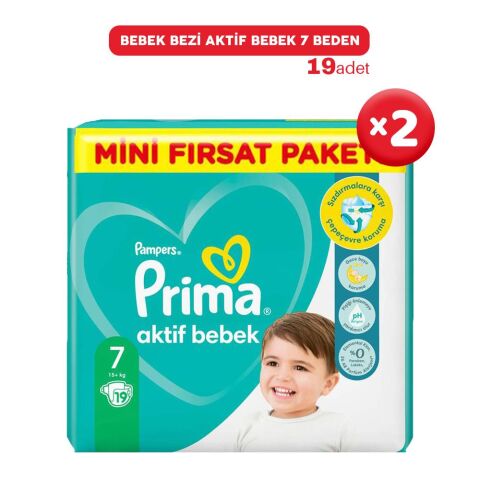Prima Bebek Bezi Aktif Bebek 7 Beden 19 Adet x 2