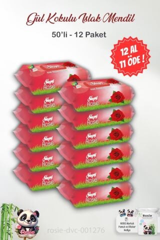 Sleepy Gül Kokulu 12 AL 11 ÖDE Islak Bebek Havlusu 50'li ve ROSIE