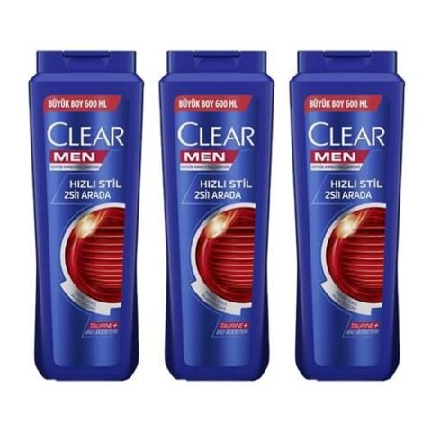 Clear Kepeğe Karşı Etkili Hızlı Stil 2'si 1 Arada Şampuan 600 ML x 3