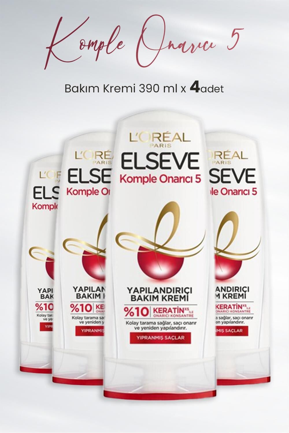 Elseve Komple Onarıcı 5 Yapılandırıcı Bakım Kremi 390 ml x 4 Adet