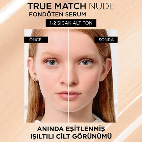 3 Adet Loreal Paris True Match Nude Fondöten Serum 1-2 Rosy Light ve ROSIE