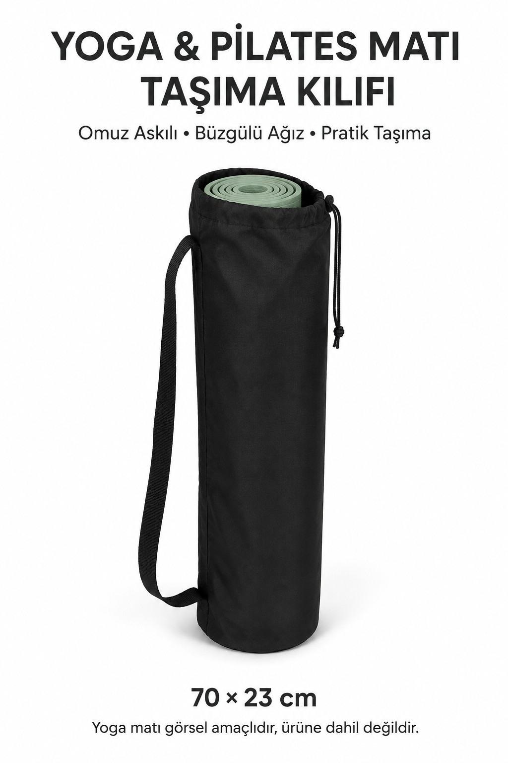 Yoga ve Pilates Matı Taşıma Kılıfı, Antrasit 70 × 23 cm