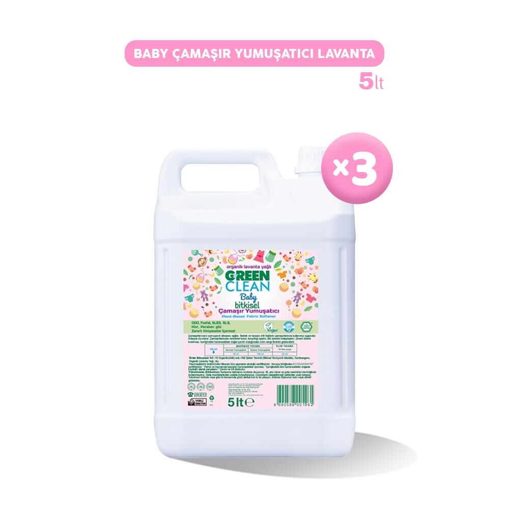 Green Clean Baby Bitkisel Çamaşır Yumuşatıcı Lavanta Yağlı 5 lt x 3