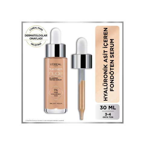 3 Adet Loreal Paris True Match Nude Fondöten Serum 3-4 Light-Medium ve ROSIE