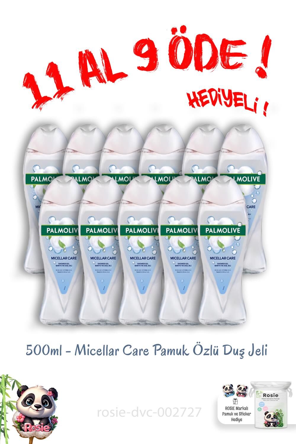 11 Al 9 Öde Micellar Care Pamuk Özlü Duş Jeli 500 Ml ve Rosie Hediye
