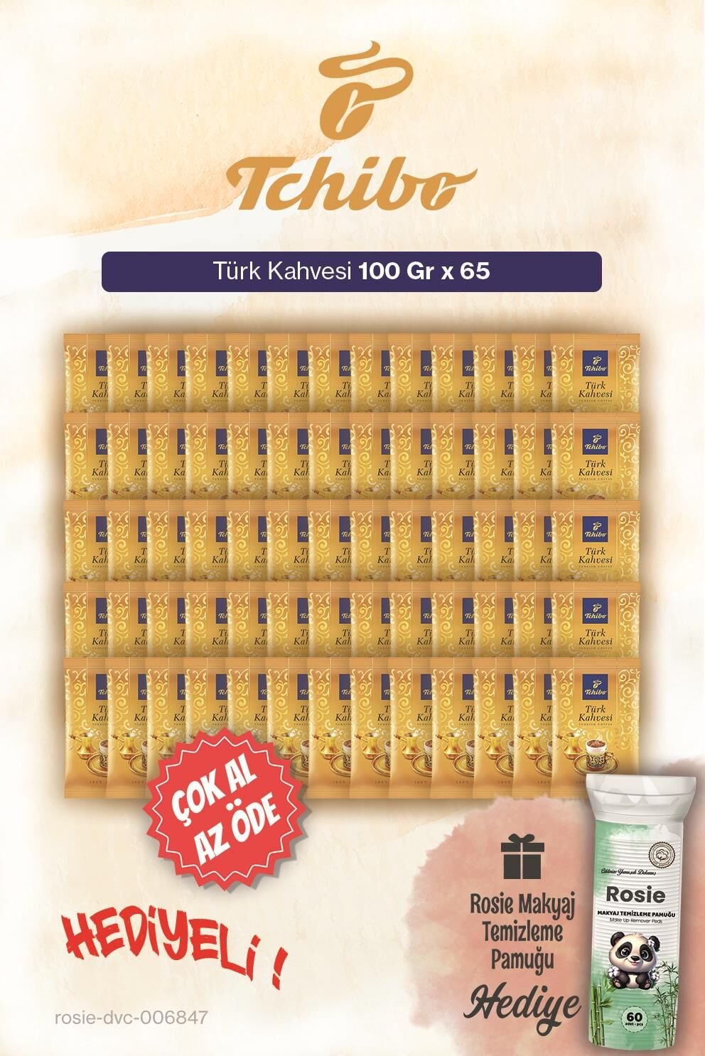Tchibo 65'li Çok al Az Öde Türk Kahvesi 100 Gr ve Pamuk
