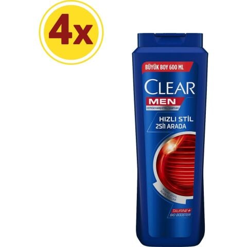 Clear Kepeğe Karşı Etkili Hızlı Stil 2'si 1 Arada Şampuan 600 ML x 4