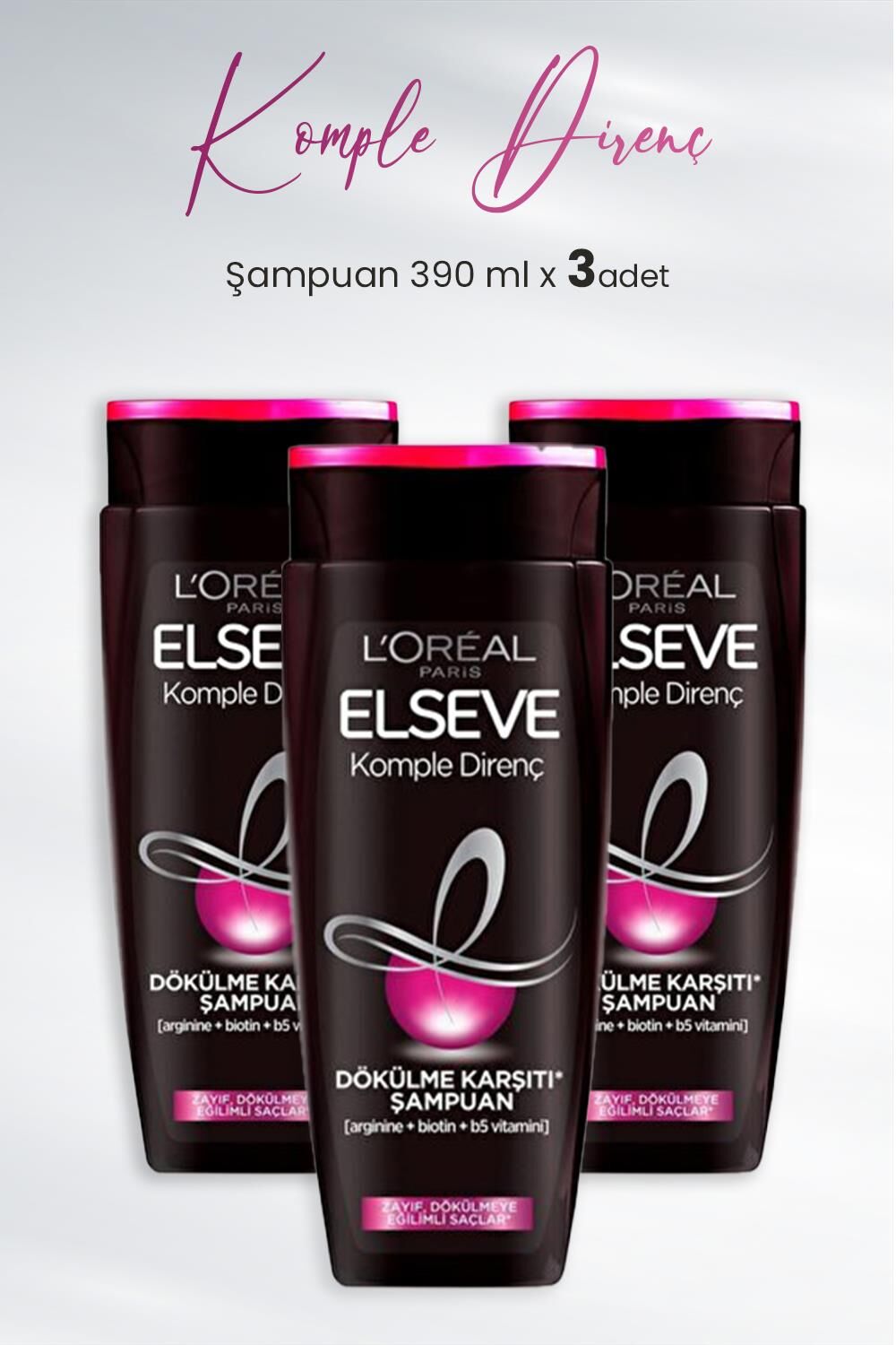 Elseve Komple Direnç Dökülme Karşıtı Şampuan 390 ml x 3 Adet