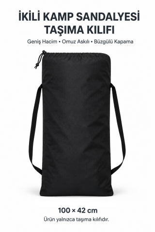 2 Kamp Sandalyesi Taşıma Kılıfı, Antrasit 100 × 42 cm