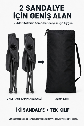 2 Kamp Sandalyesi Taşıma Kılıfı, Antrasit 100 × 42 cm