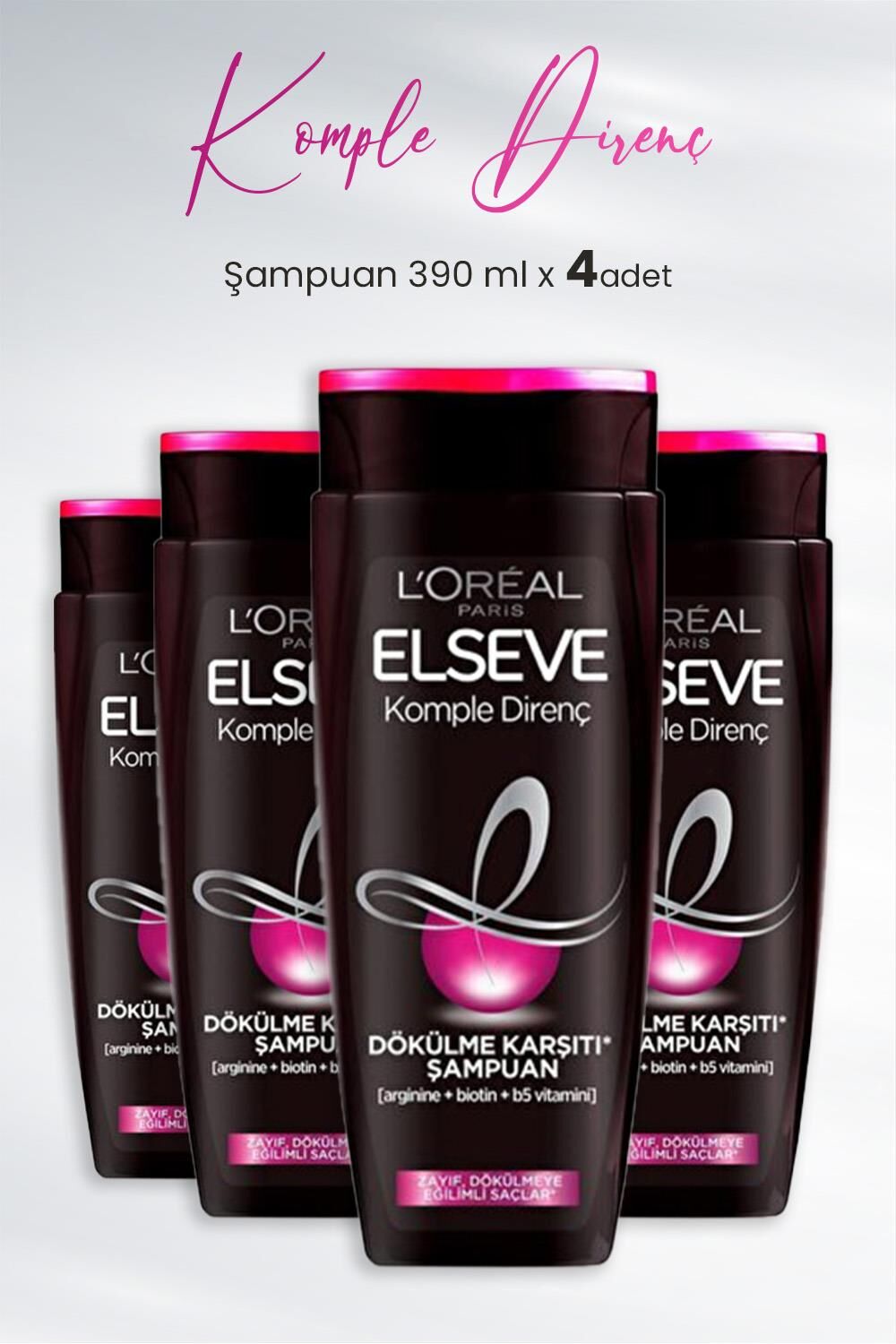 Elseve Komple Direnç Dökülme Karşıtı Şampuan 390 ml x 4 Adet