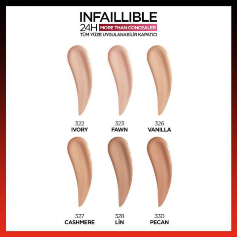 3 Adet Loreal Paris Infaillible More Than Concealer 327 Cashmere ve ROSIE