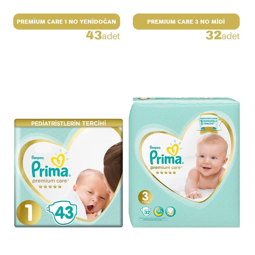 Prima Bebek Bezi 1 No Yenidoğan 43'lü ve 3 No 32'li