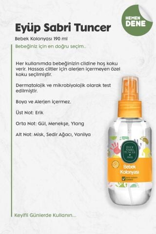 Eyüp Sabri Tuncer Bebek Kolonyası 190 ml