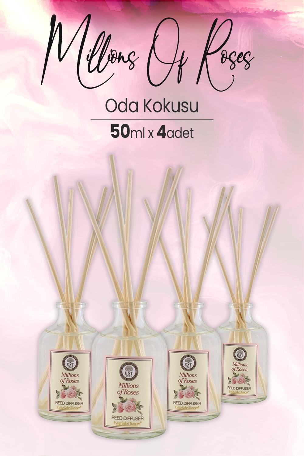 Eyüp Sabri Tuncer Millions of Roses Çubuklu Oda Kokusu 50 ml x 4 Adet