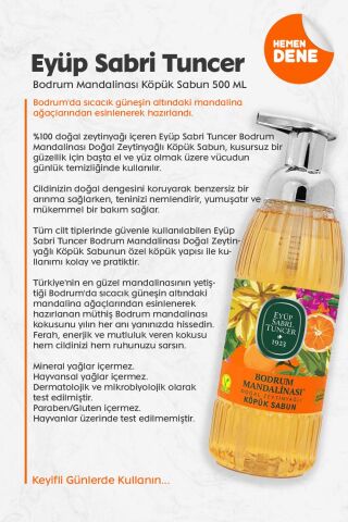 Eyüp Sabri Tuncer Zeytinyağlı Bodrum Mandalinası Köpük Sabun 500 ML