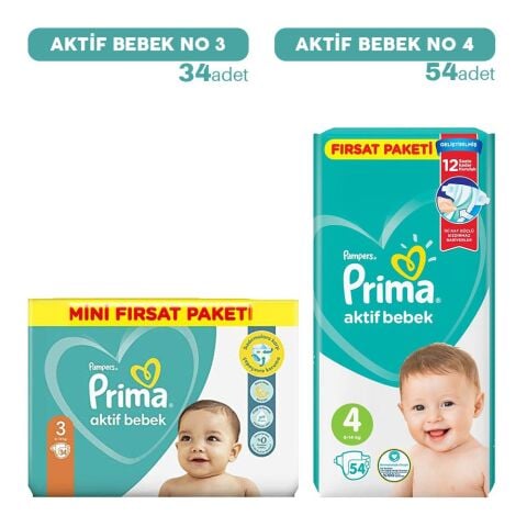 Prima Bebek Bezi 3 No 34'lü ve 4 No 54' lü