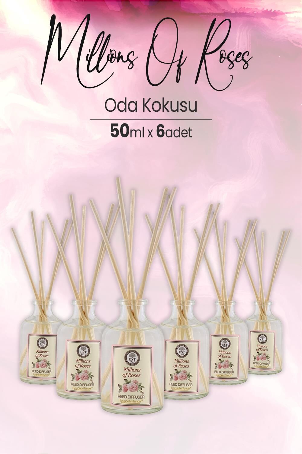 Eyüp Sabri Tuncer Millions of Roses Çubuklu Oda Kokusu 50 ml x 6 Adet