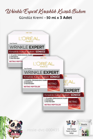 3 Adet Loreal Paris Wrinkle Expert Kırışıklık Karşıtı Bakım Kremi Gündüz 50 ml ve ROSIE