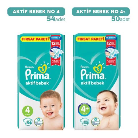 Prima Bebek Bezi 4 No 54'lü ve 4+ No 50' li