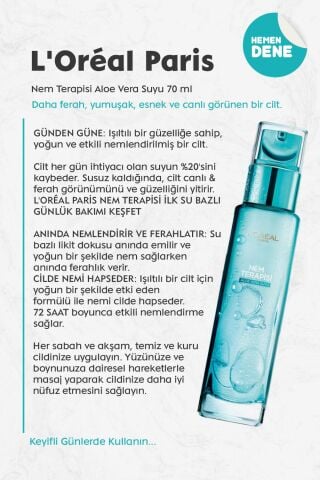 Loreal Paris Nem Terapisi Aloe Vera Suyu 70 ml