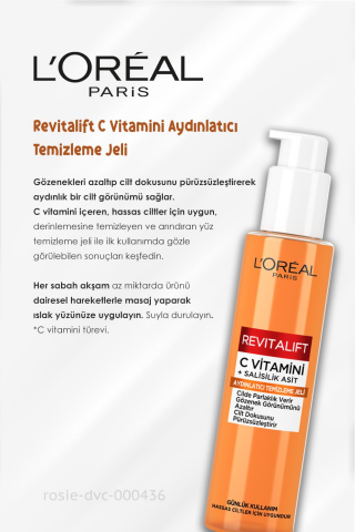 3 Adet Loreal Paris Revitalift C Vitamini Aydınlatıcı Temizleme Jeli 150 ml ve ROSIE