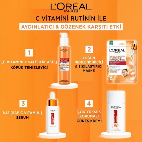 3 Adet Loreal Paris Revitalift C Vitamini Aydınlatıcı Temizleme Jeli 150 ml ve ROSIE
