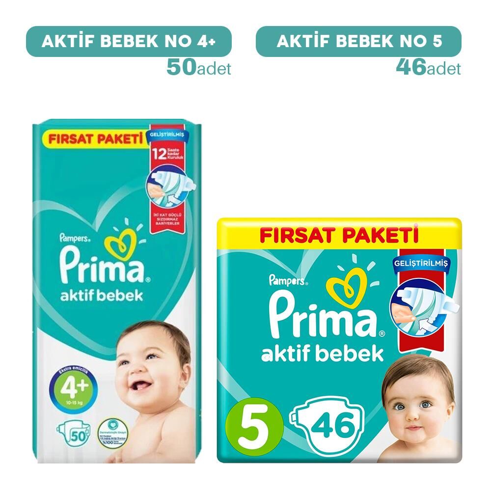 Prima Bebek Bezi 4+ No 50'li ve 5 No 46'lı
