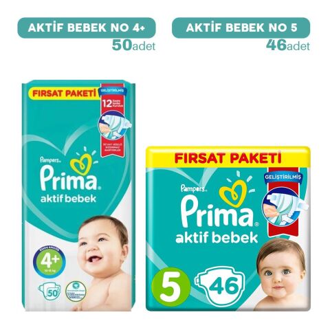 Prima Bebek Bezi 4+ No 50'li ve 5 No 46'lı