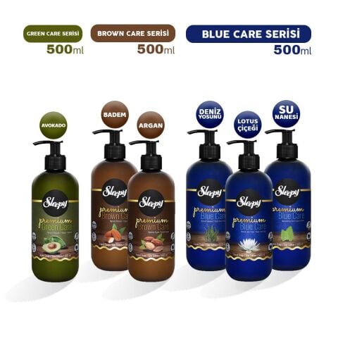 Sleepy Premium Blue Care, Brown Care ve Green Care Sıvı Sabun