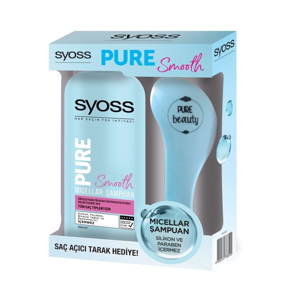 Syoss Şampuan Pure Smooth 550 ml + Tarak