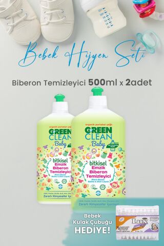 U green Clean Baby Bitkisel Biberon Emzik Temizleyici 500 ml x 2 Adet ve Hediyeli