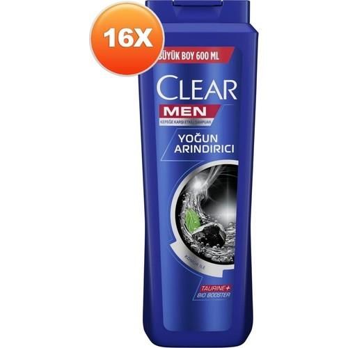 Clear Men Erkek Şampuan Yoğun Arındırıcı Kömür Özlü Kepeğe Karşı Etkili 600 ML x 16