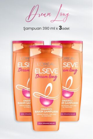 Elseve Dream Long Onarıcı Bakım Şampuanı 390 ml x 3 Adet