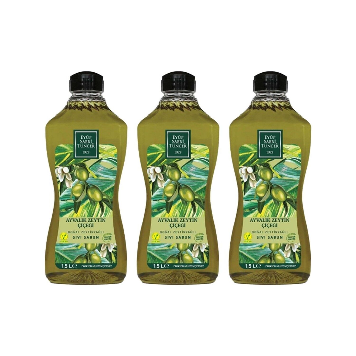 Eyüp Sabri Tuncer Doğal Zeytinyağlı Sıvı Sabun Ayvalık Zeytin Çiçeği 1500 ML Pet Şişe x 3