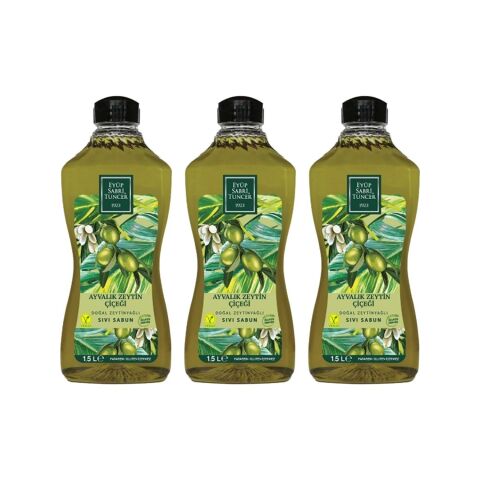 Eyüp Sabri Tuncer Doğal Zeytinyağlı Sıvı Sabun Ayvalık Zeytin Çiçeği 1500 ML Pet Şişe x 3