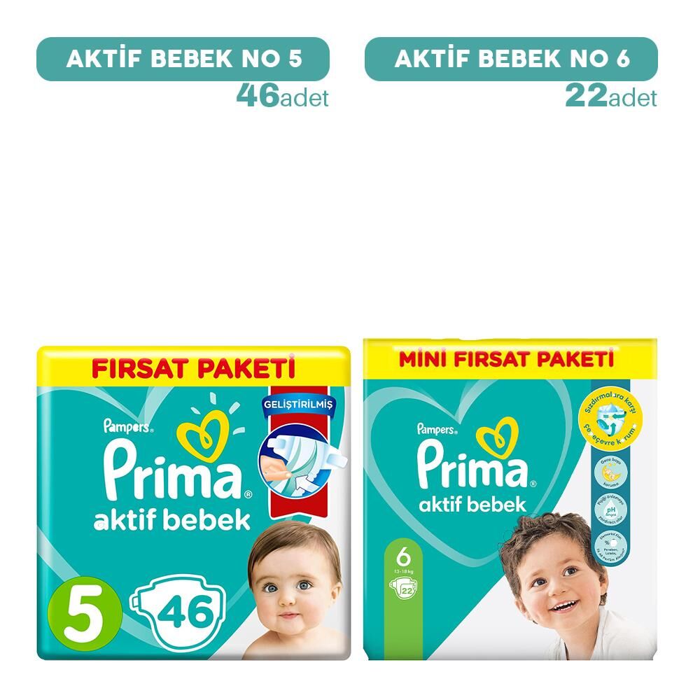 Prima Bebek Bezi 5 No 46'lı ve 6 No 22'li