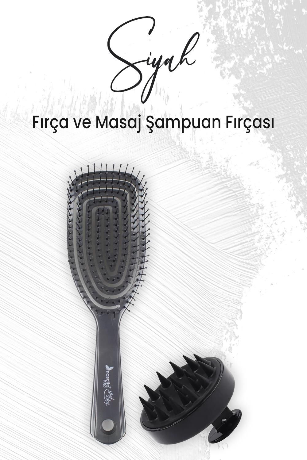 Düvenci Toptan Yumuşak Silikonlu Masaj Şampuan Fırçası Siyah ve Üç Boyutlu Fırça Koyu Gri