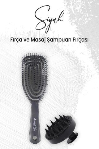 Düvenci Toptan Yumuşak Silikonlu Masaj Şampuan Fırçası Siyah ve Üç Boyutlu Fırça Koyu Gri