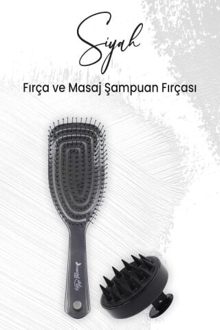 Düvenci Toptan Yumuşak Silikonlu Masaj Şampuan Fırçası Siyah ve Üç Boyutlu Fırça Koyu Gri