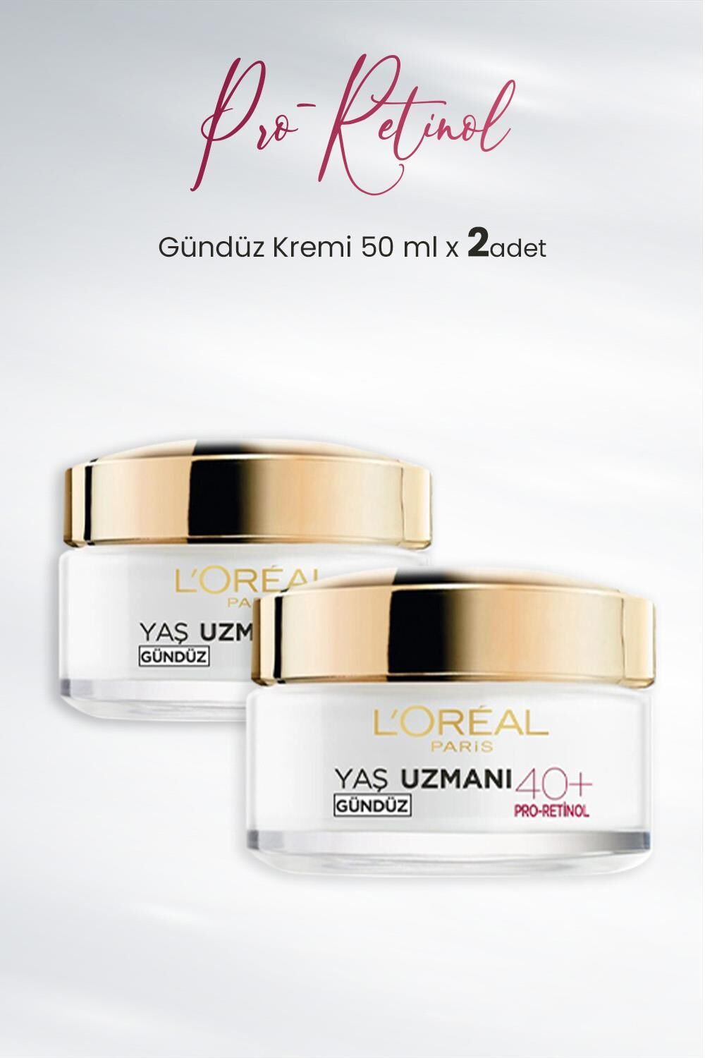 Loreal Paris Yaş Uzmanı Kırışıklık Karşıtı Gündüz Kremi 40+ Pro-Retinol 50 ml x 2 Adet