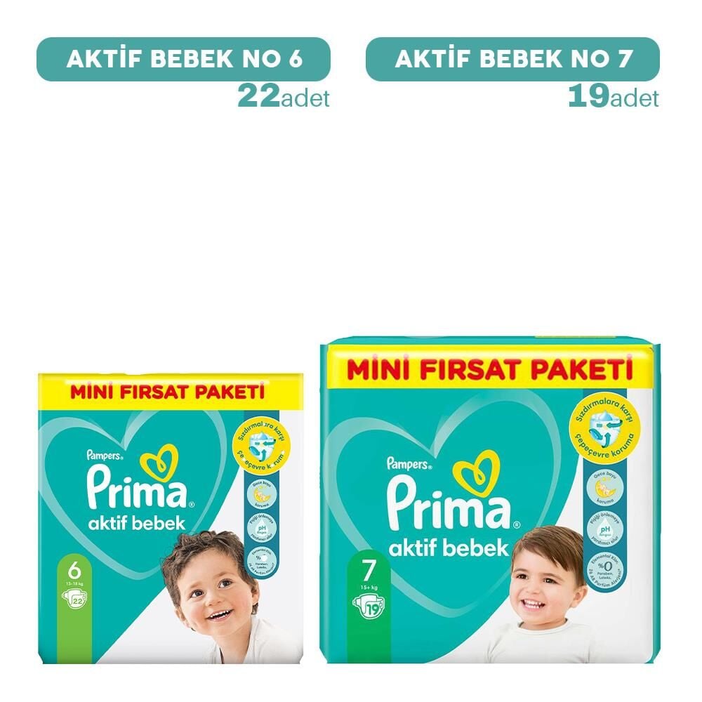 Prima Bebek Bezi 6 No 22'li ve 7 No 19'lu