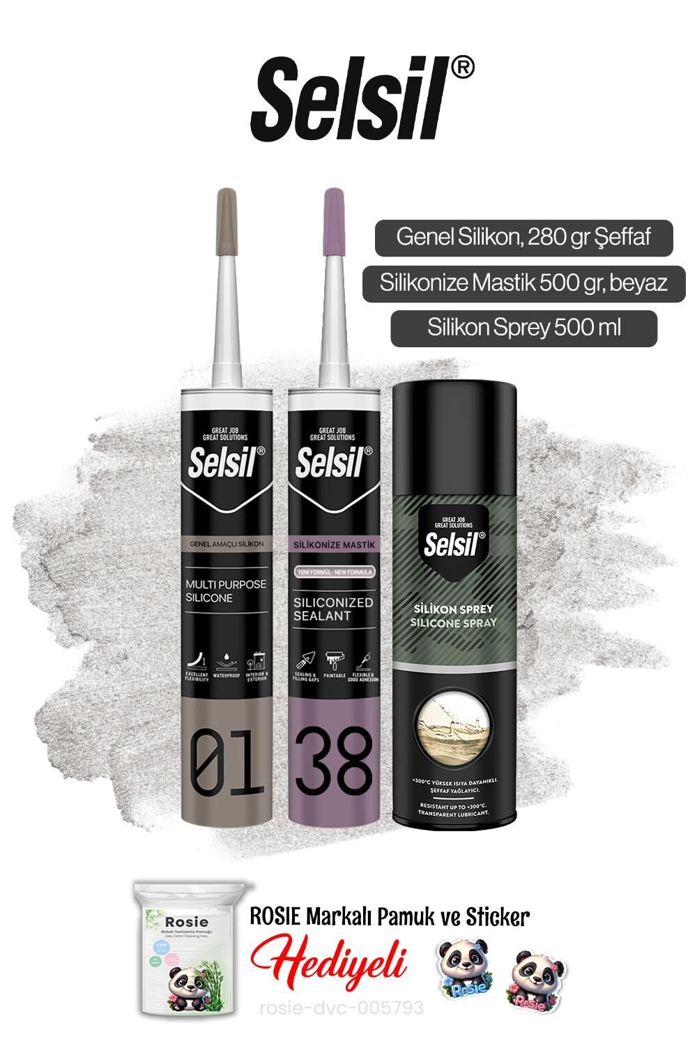 Selsil Silikon Serisi 3'lü ve Rosie Hediye
