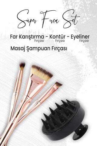 Düvenci Toptan Masaj Şampuan Fırçası Siyah, Glow Far Fırçası,Kesik Eyeliner ve Kontür Fırçası
