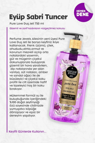 3 Adet Eyüp Sabri Tuncer Pure Love Duş Jeli 750 ml ve 60'lı Doğal Pamuk ROSIE