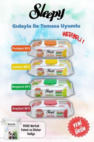 Sleepy 4'lü Mutfak Havluları Tanışma Paketi Gıda ile Temasa Uygun ve ROSIE