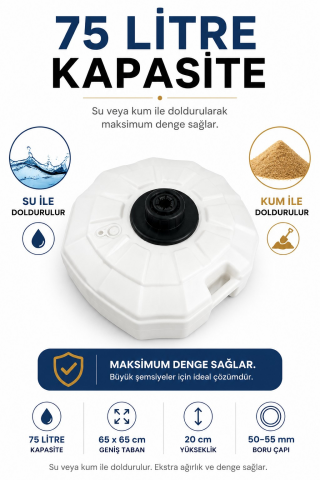 75 litre Beyaz Şemsiye Bidonu