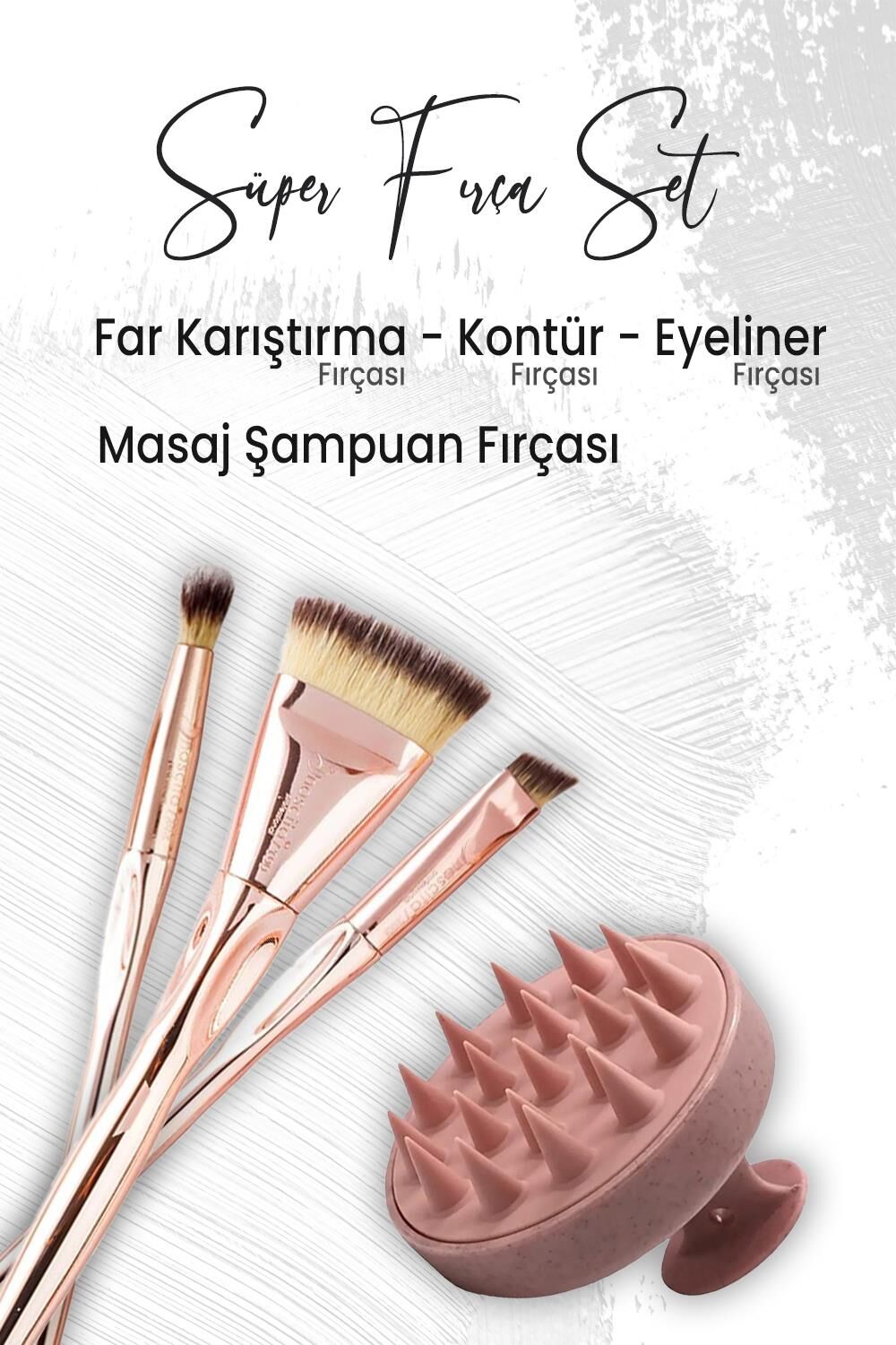 Düvenci Toptan Masaj Şampuan Fırçası Pembe, Glow Far Fırçası, Kesik Eyeliner ve Kontür Fırçası